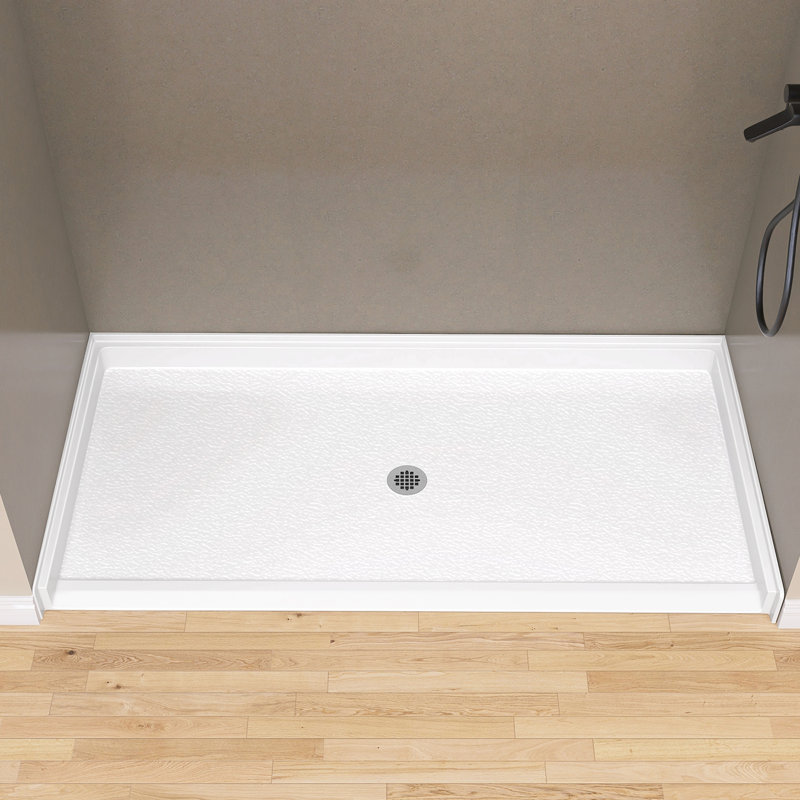 66'' W X 36'' D ADA Acrylic Alcove Shower Pan Single Threshold Handicapped Shower Base Rectangular White Shower Tray with Center Drain & Non-Slip Design