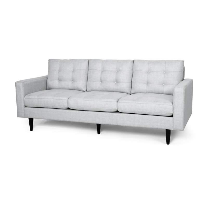 Canapé à accoudoirs carrés de 82,7 po Cudahy, 100% polyester gris clair
