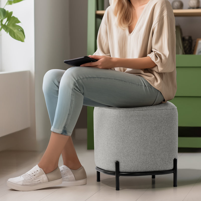 Tabouret d'appoint et repose-pieds gris Daryla, Gris