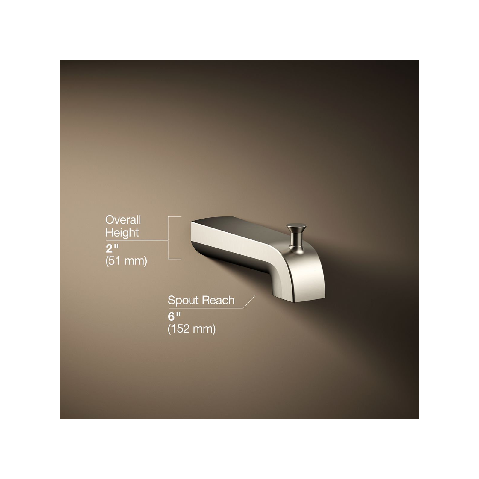Pitch Wall-Mount Diverter Bath Spout, Brushed Nickel