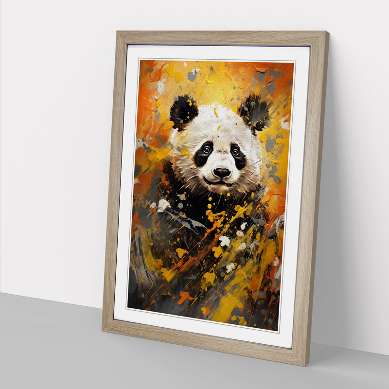 Panda Expressionism No.2 - Framed Print, 46cm H x 34cm W, Oak Framed