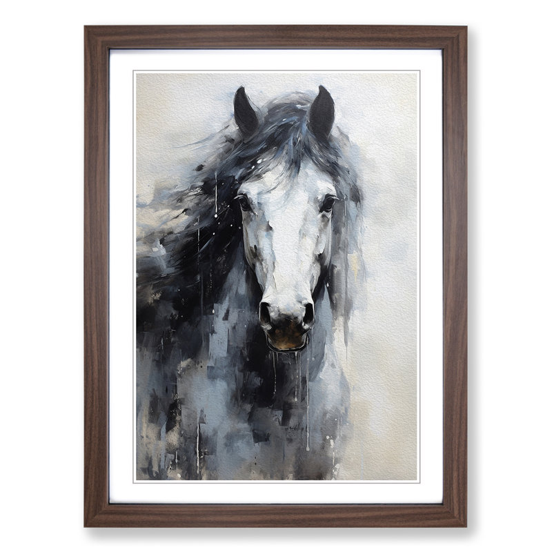 Shire Horse Impressionism Framed Print, 34cm H x 25cm W x 2cm D, Walnut