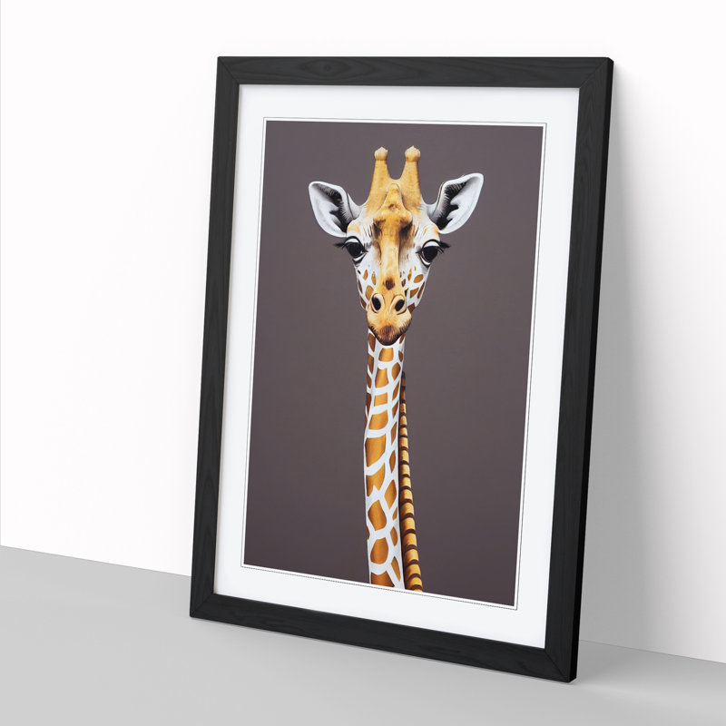 FRM-V0523-1078X Giraffe Urban - Picture Frame Print, 64cm H x 46cm W, Oak Framed
