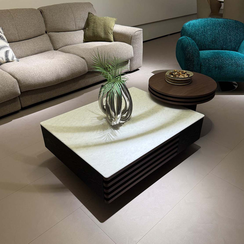Modern White Marble Coffee Table Set
