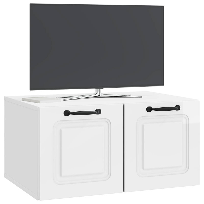 TV Stand, 30cm H x 59.5cm L x 41cm W, High Gloss White