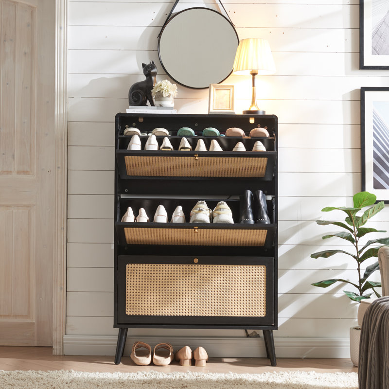 24 Pair Shoe Storage Cabinet, Black