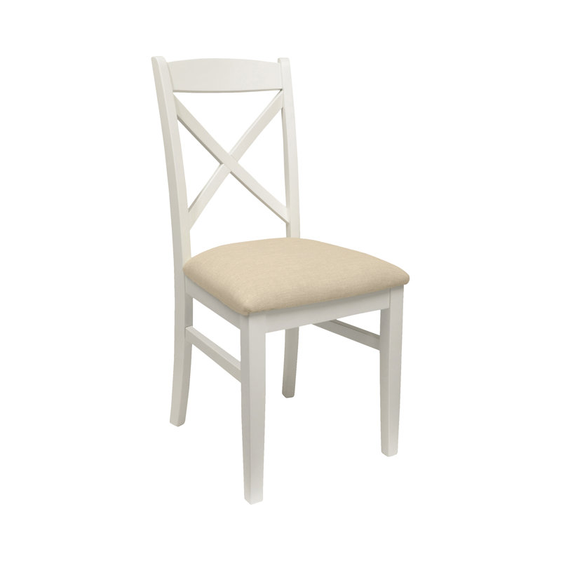 Bayou 50cm H Fabric Upholstered Cross Back Side Chair, White