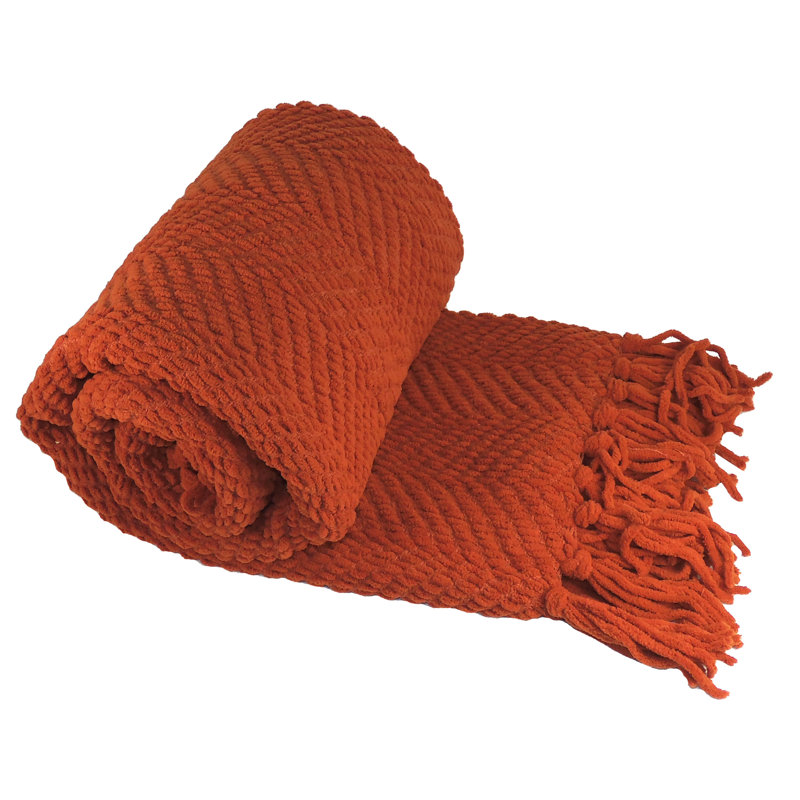 Jeté en tricot de tweed, Rouille, 50 po x 60 po