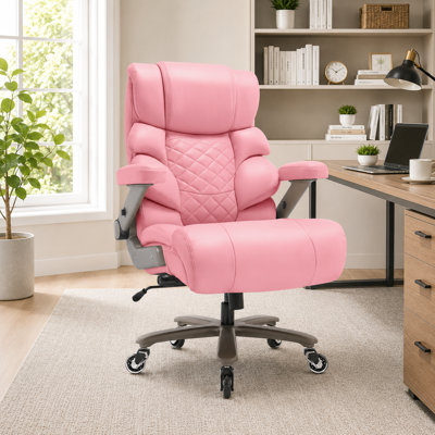 500 lb Big & Tall Ergonomic Executive Office Chair with Adjustable Lumbar Support, 3D Flip-Up Armrests, Wide Cushioned Seat, High Back Leather Computer Desk Chair for Home Office