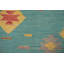 Tapis bleu clair Kilim à motif géométrique 8 x 10