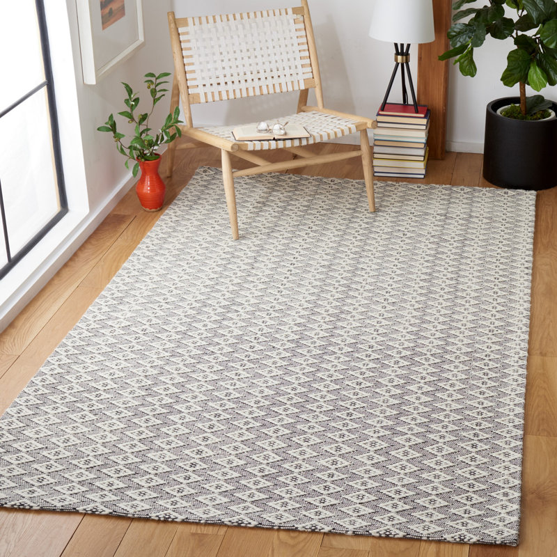 Karaline Hand Woven Wool And Cotton With Latex Geometric Rug, Rectangle 4' x 6'