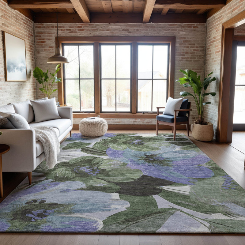 Premium Machine Washable Northdale AMF1487 Floral Rug, Rectangle 10' x 14'