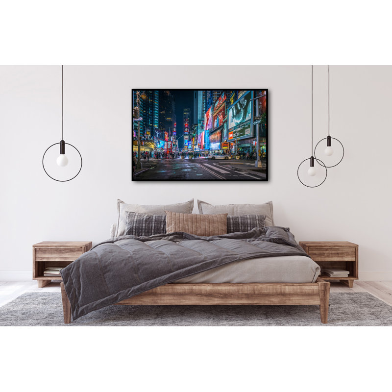 Time Square - Print on Plastic / Acrylic, 100cm H x 150cm W x 10cm D, Black Frame