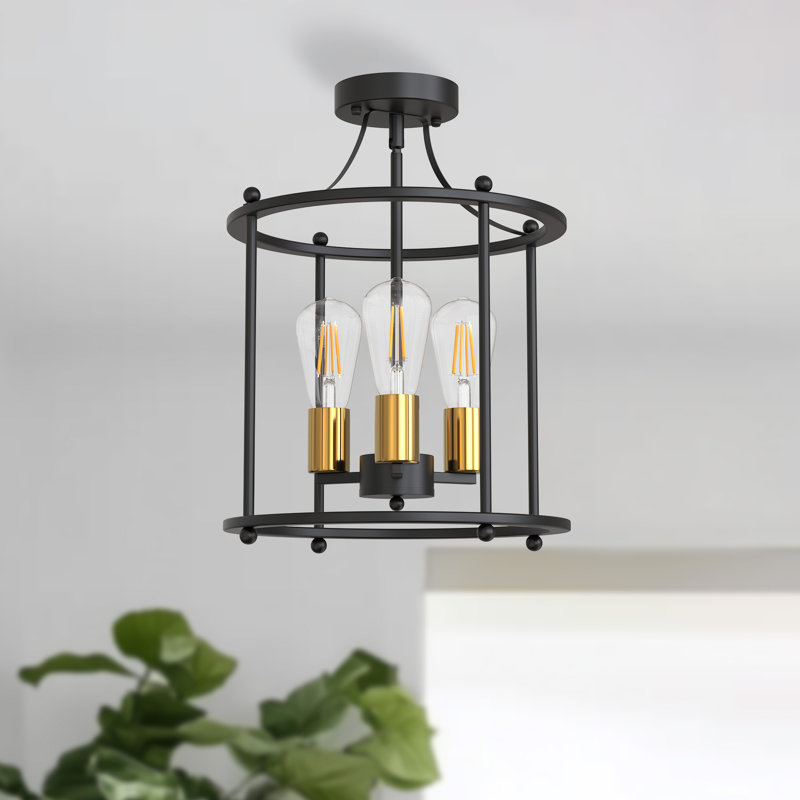 Lustre géométrique à 3 lumières de 15 po à intensité variable