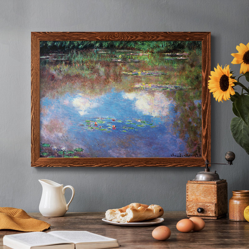 «Water Lily Pond # 4», reproduction encadrée sur toile par Monet, Érable, H 14 po x l 20 po x P 1,5 po
