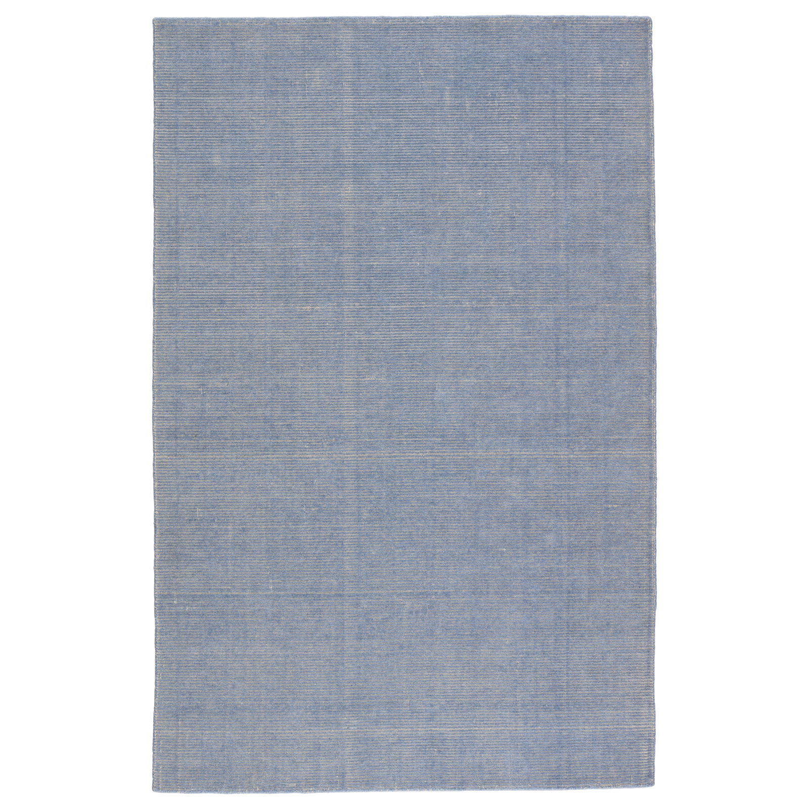 Caron Light Blue Cream Hand-Woven Striped Rug, Rectangle 9' x 12'