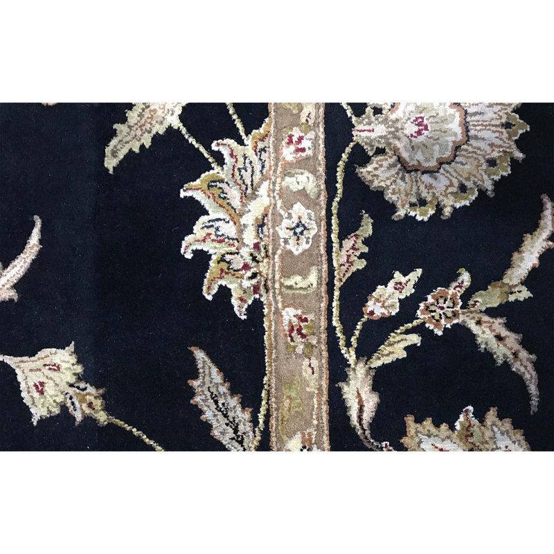 Tapis noir et noir de haute qualité noué à la main
