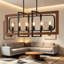 Éclairage pour îlot de cuisine Farmhouse, luminaires de salle à manger à 6 lumières au-dessus de la table, lustre réglable en bois rustique pour la salle à manger de la cuisine