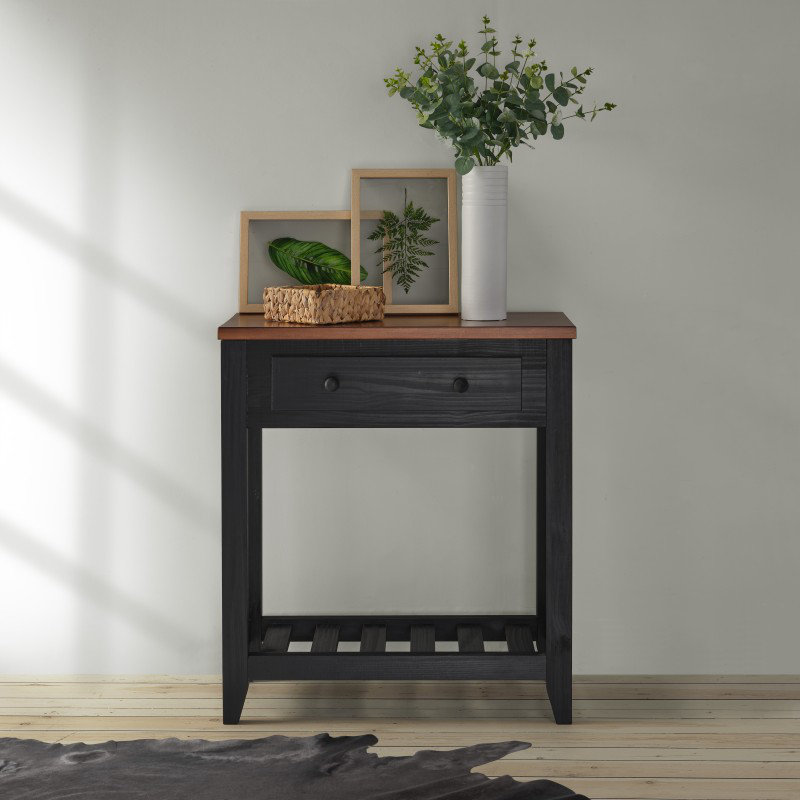 70cm Solid Wood Console Table, Black