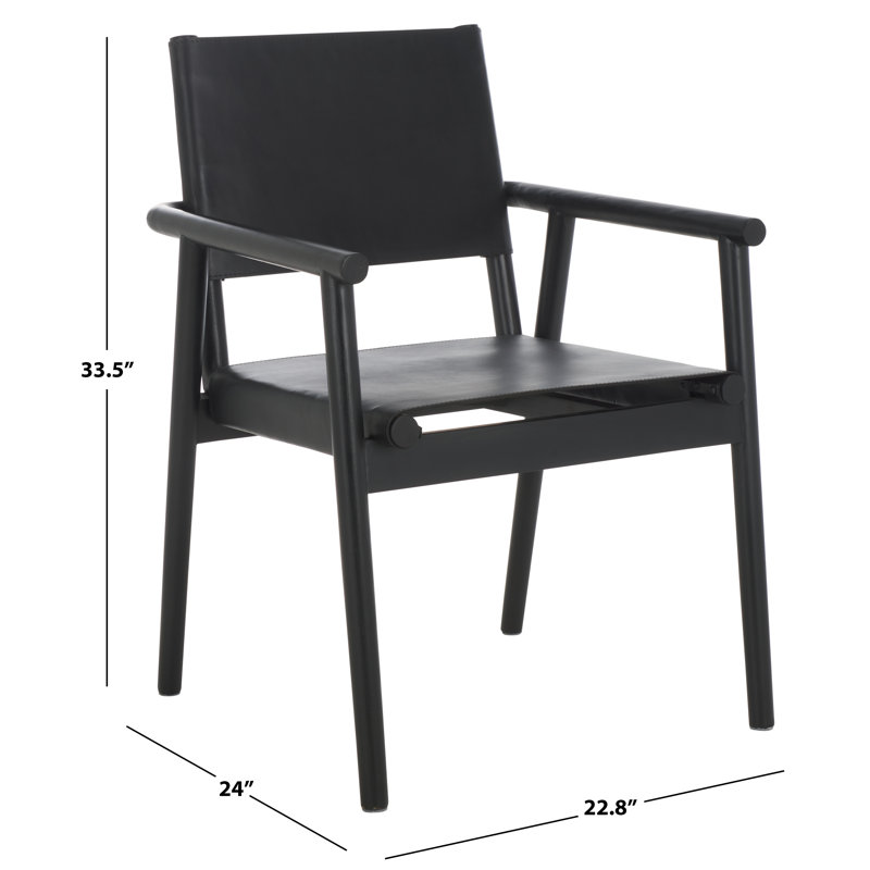 Hutson Leather Upholstered Dining Arm Chair, Black