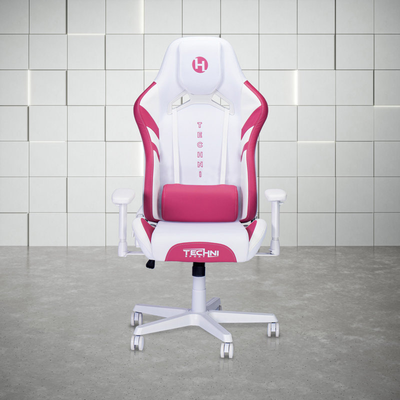 Fauteuil de jeu Techni Sport, Blanc / Rose, Blanc