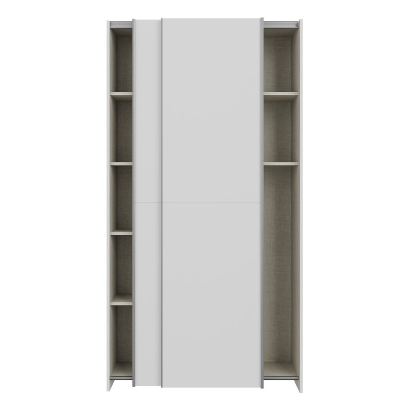 Modern sliding door wardrobe, 2-doors, space-saving, engineered wood, white, 190.5cm H x 100.1cm W x 39.1cm D