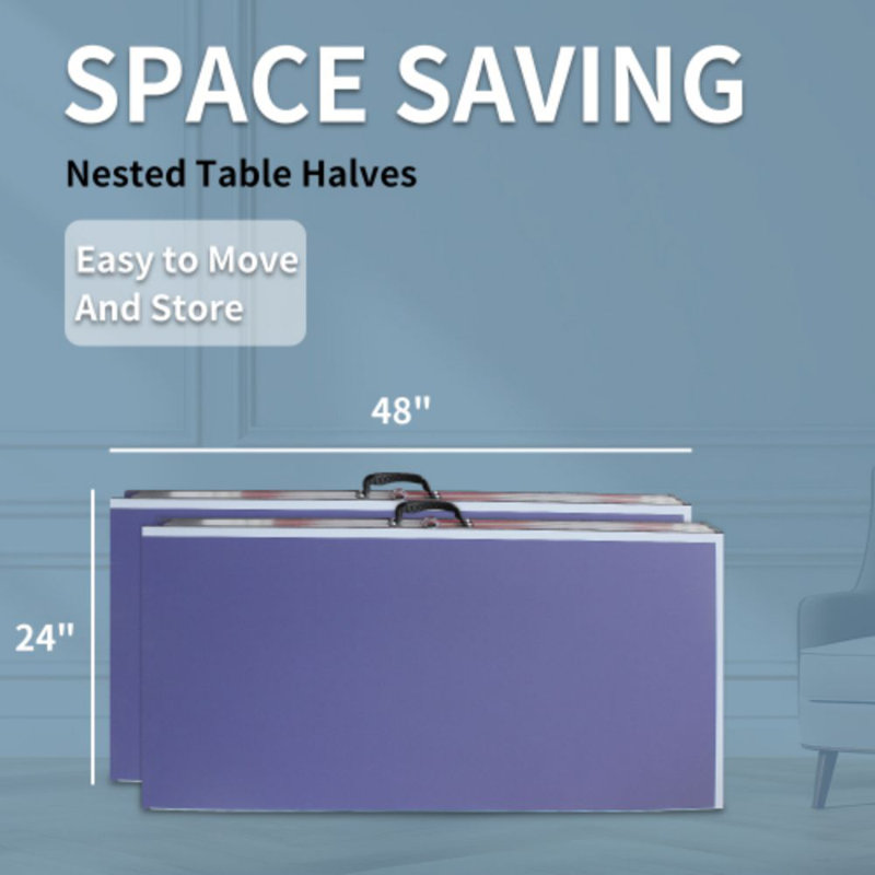 Table de tennis de table, ensemble de table de ping-pong portable avec 2 raquettes de tennis de table, 3 balles et filet