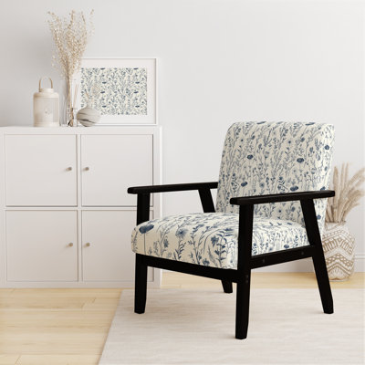Chaise rembourrée French Country - Fauteuil bleu Meadow Toile