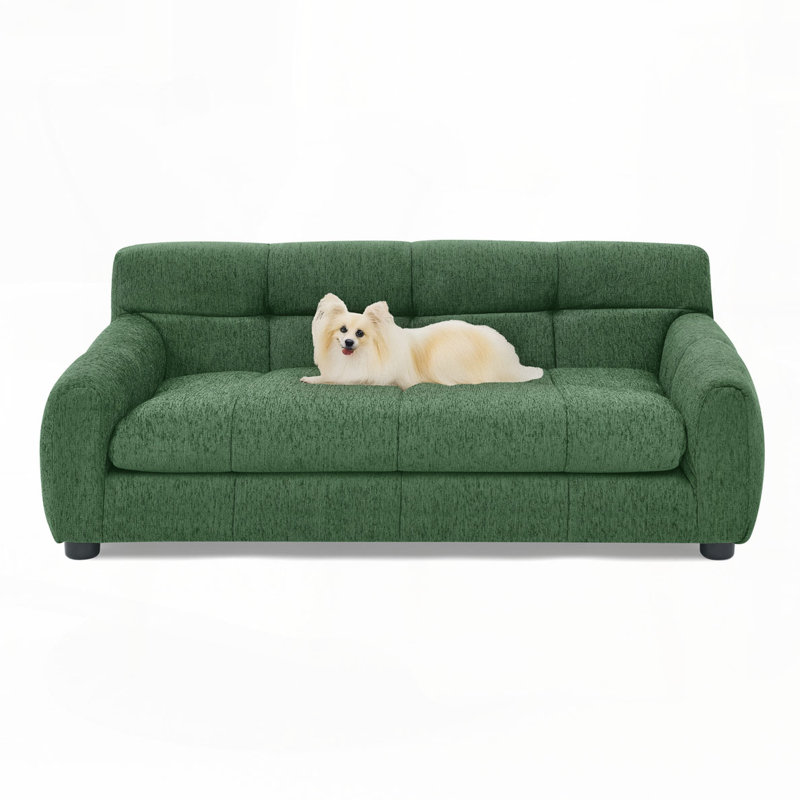 Lit rectangulaire pour chien, canapé-lit pour chien, H 14 po x l 38 po x P 22 po, Vert