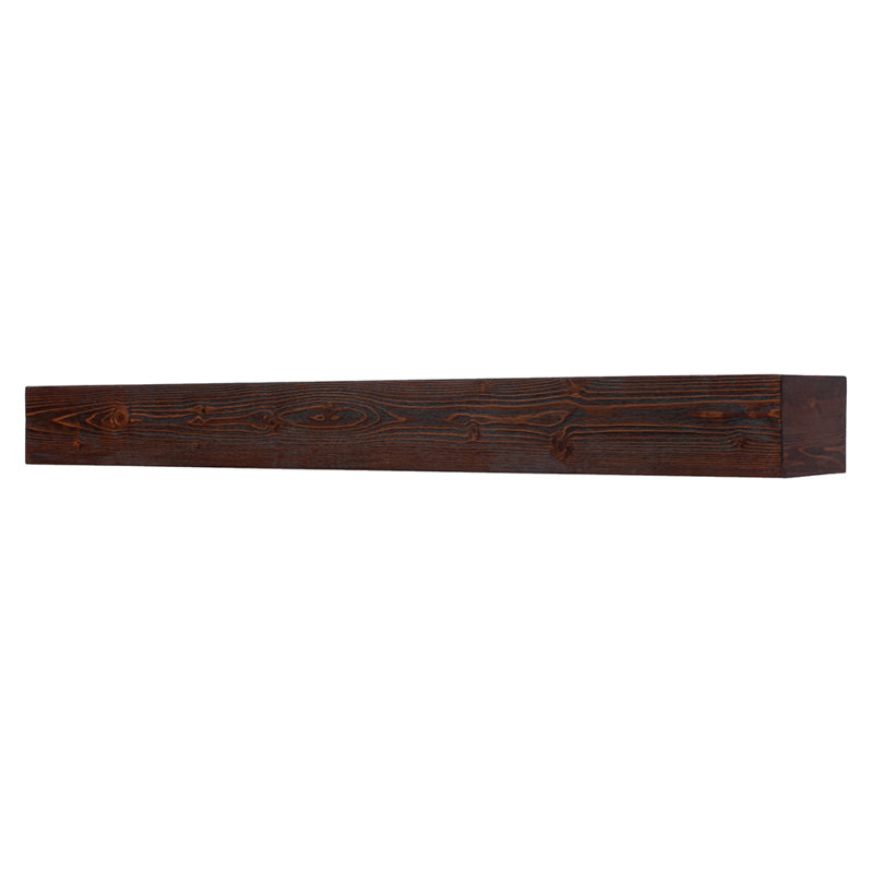 Tablette de manteau de cheminée en bois Brylee, Cannelle, 72", P 9 po x H 5,5 po