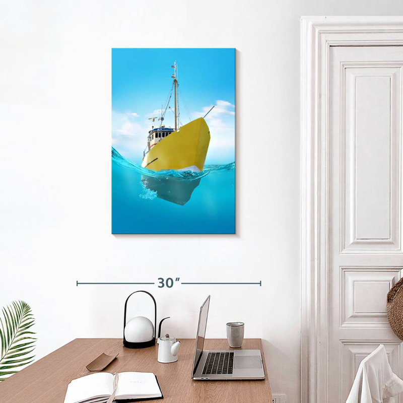 Mehar Yellow Ship, 30" H x 20" W
