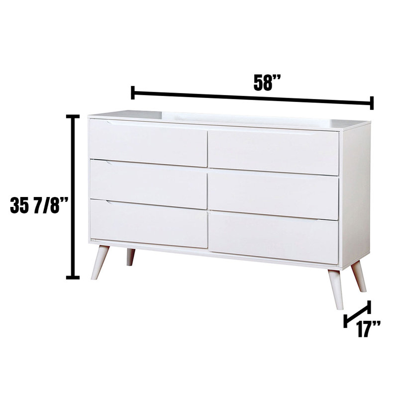 Commode double 6 tiroirs Surya, Blanc