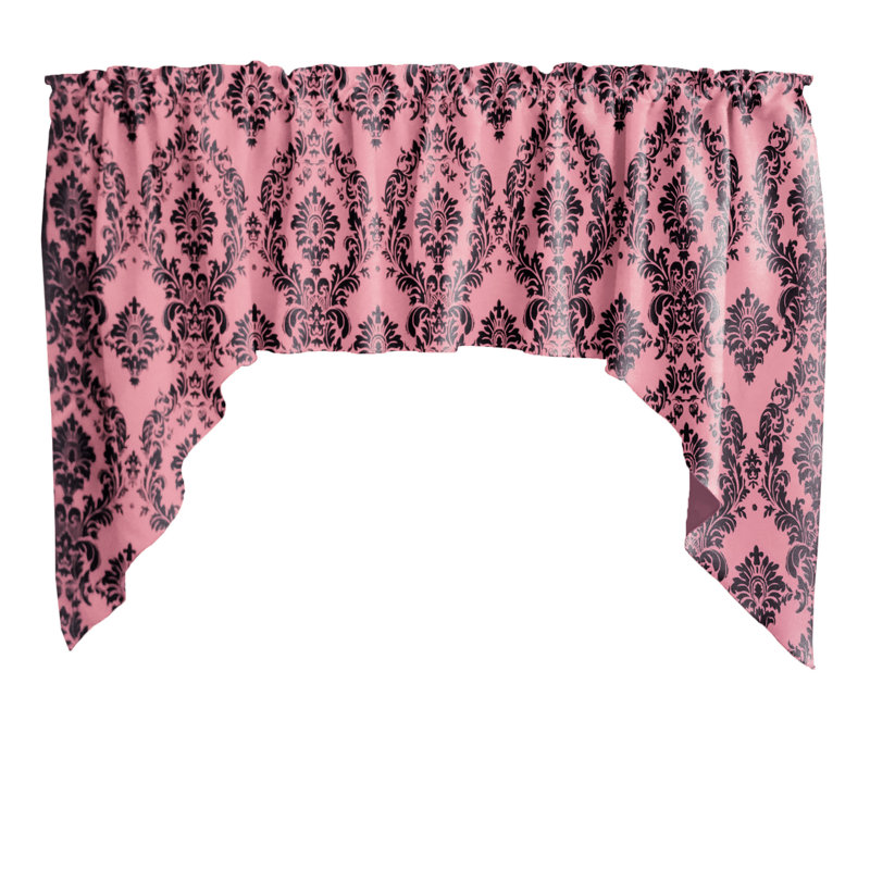 Cantonnière damas, Noir / rose