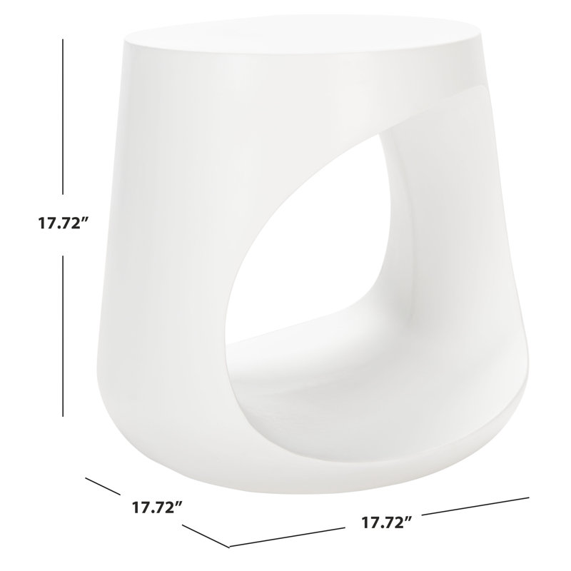 Angelette Concrete Top End Table, White