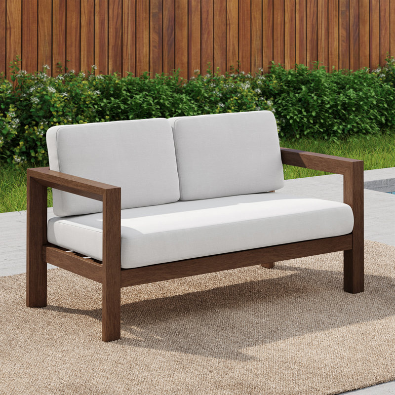 Canapé d'extérieur en bois massif pour patio, Beige
