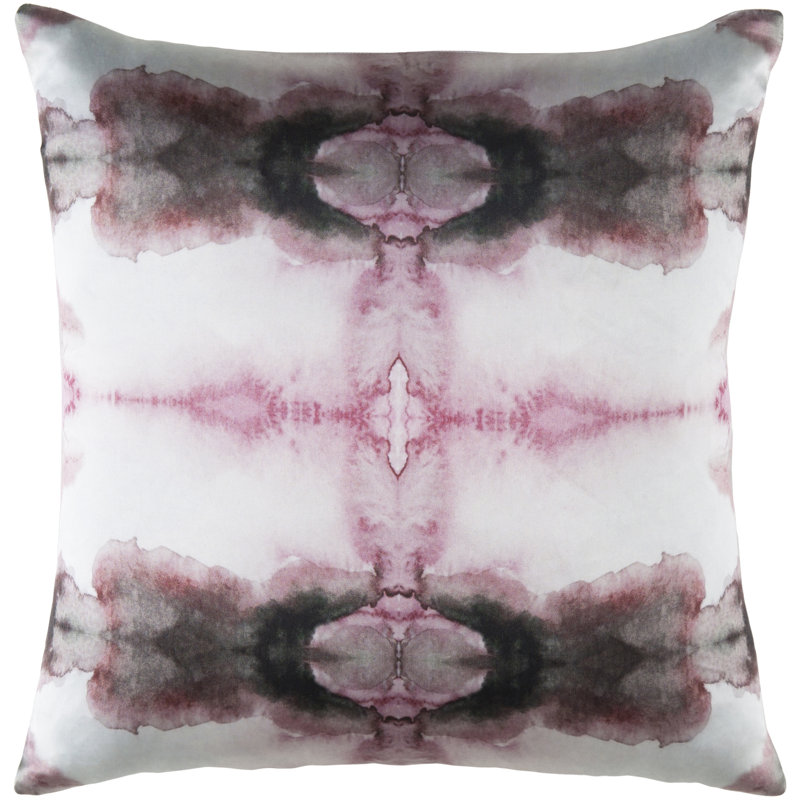 Kalos Silk Pillow Cover, 18" H x 18" W x 1" D, Gray/Pink, No Fill