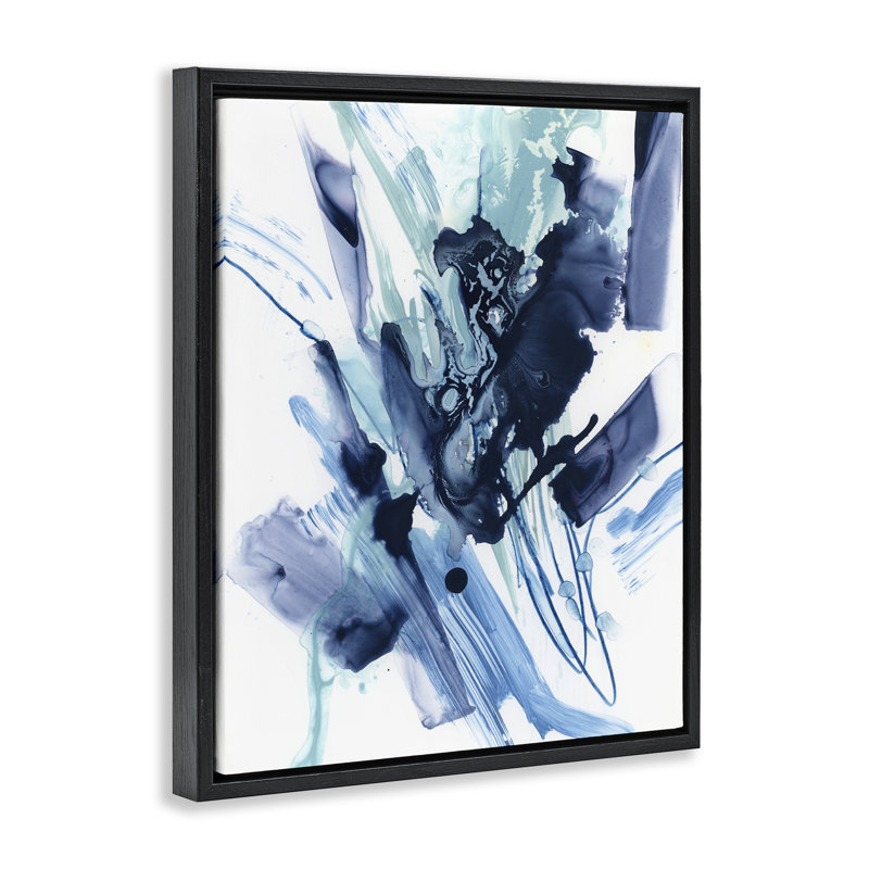 «Restless Blue Splash Floater», art mural par June Erica Vess, Cadre flottant noir de jais, H 31 po x l 25 po