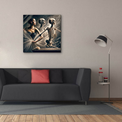  «Macabre Dance» par Rey Klimt, art mural sur toile, 37 po x 37 po