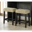Two-Tone Design Black Dining Table 2X Stools Biscuit-Tufted Seat Cushion Beige 3Pc Dining Table Set