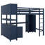 Lit mezzanine en bois avec armoire et bibliothèque, cadre de lit mezzanine avec garde-robe et bureau-2064508966