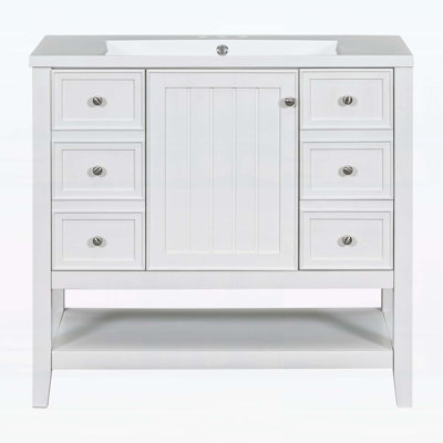 Meuble-lavabo en bois 36 po avec lavabo, armoire et tiroirs pour un rangement efficace et une conception élégante