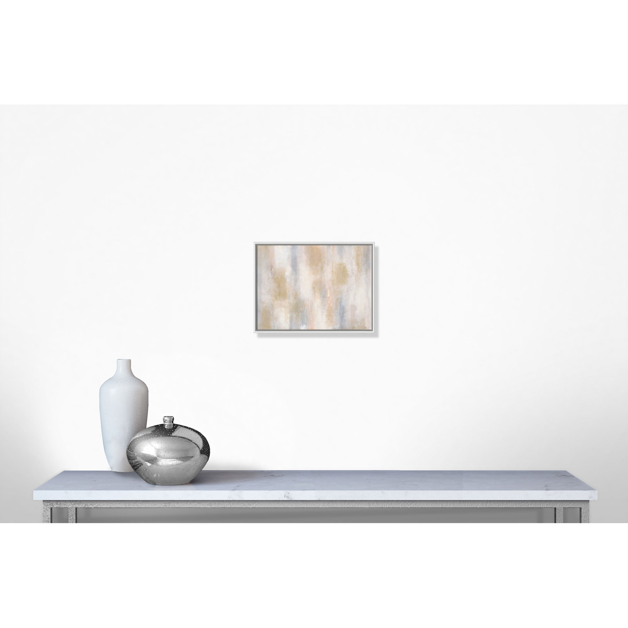 Pulsating Shimmer - Floater Frame Painting on Canvas, White Framed, 18" H x 24" W x 2" D