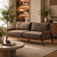 Canapé en velours rembourré Mid-Century 3 places avec structure en bois massif robuste, coussins confortables moelleux et épais, mobilier polyvalent