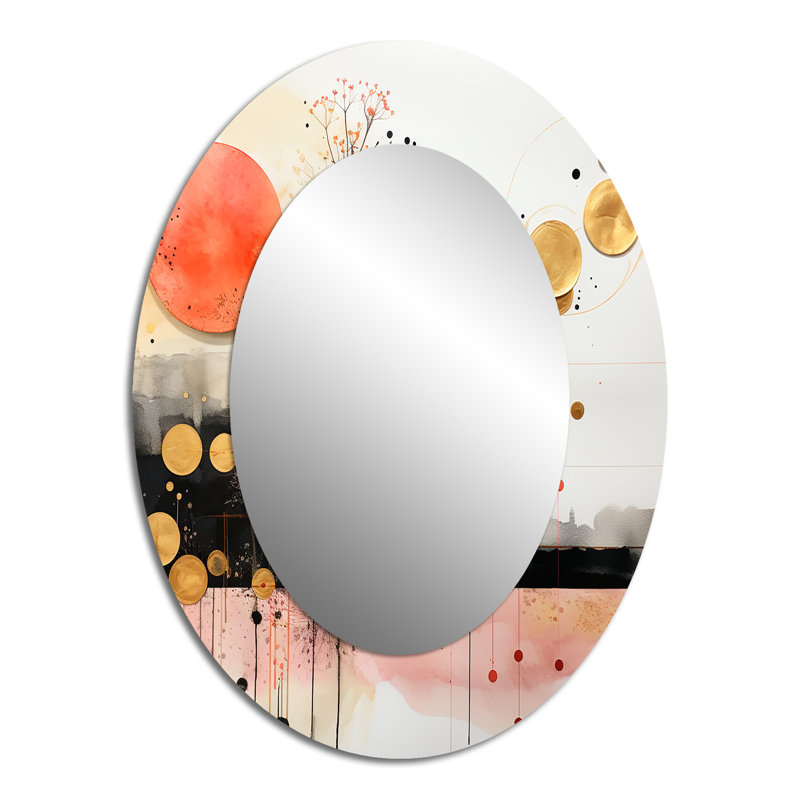 Escape To Serenity Vintage - Aquarelle or rose - Miroir mural moderne, 40 po x 30 po