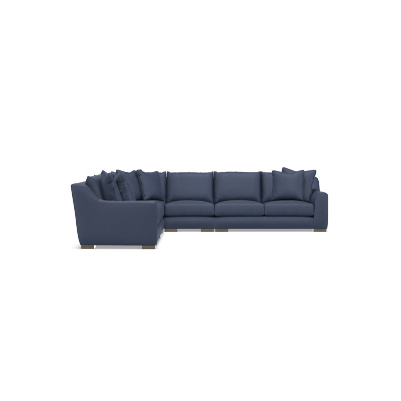 Sectional, Blue Polyester, 35" H x  140" W x 140" D, Symmetrical