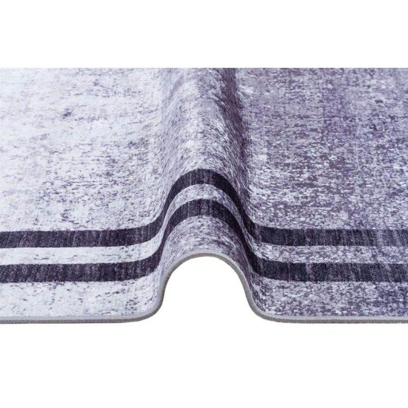 Tapis gris lavable en polyester à imprimé géométrique Arica, Rectangle 5 pi 3 po x 7 pi 7 po