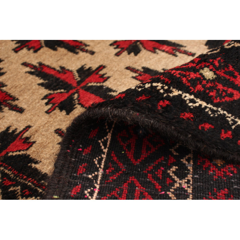Tapis en laine Herati nouÃ© Ã  la main, couleur kaki et rouge, 106 cm x 193 cm