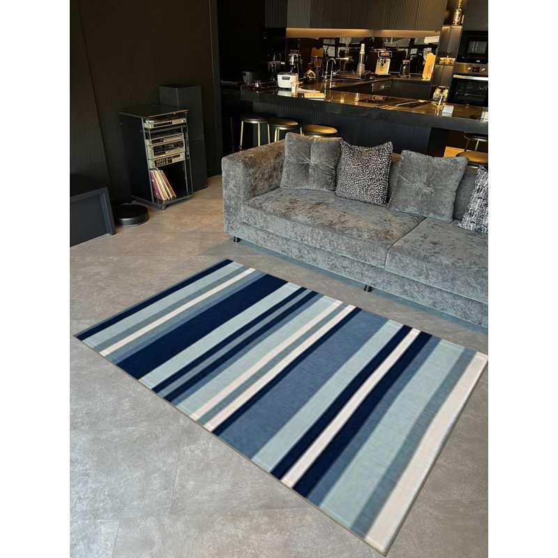 Tapis décoratif bleu foncé Paris Paris, Rectangle 3 pi 11,24 po x 5 pi 10,87 po