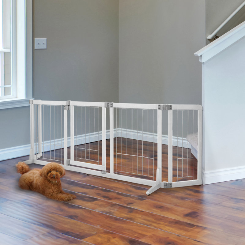 Wood Free Standing Pet Gate, White