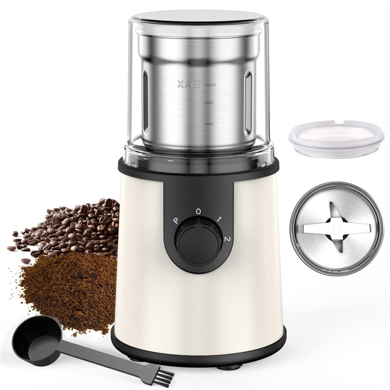 Chengdu Menghejia Technology Co., Ltd. Stainless Steel Electric Blade Coffee Grinder, White